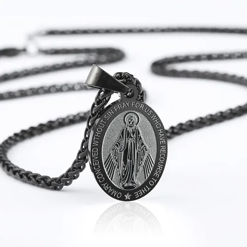 Miniatura 127 de P. BLAKE Collar ovalado de San Cristóbal, Miguel, José, Jude/Virgen María/José/Francisco/Patrick/Anthony/Benedict/Thomas para hombres y mujeres