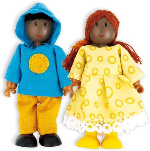 Miniatura 5 de Hape familia afroamericana muñecas de mandera, miembros de familia.