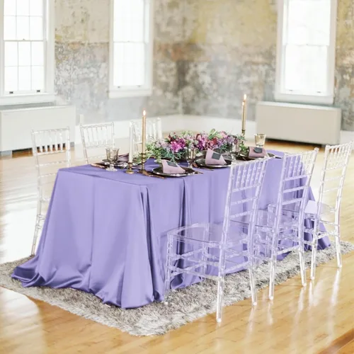 Miniatura 5 de fani Paquete de 12 manteles rectangulares de poliéster lavanda de 60 x 102 pulgadas para mesas rectangulares de 6 pies, mantel de tela lavable