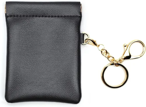 Miniatura 7 de VOFOON Monedero de cuero con llavero pequeño titular de cambio delgado para mujeres y hombres, Negro -, Bolsa delgada