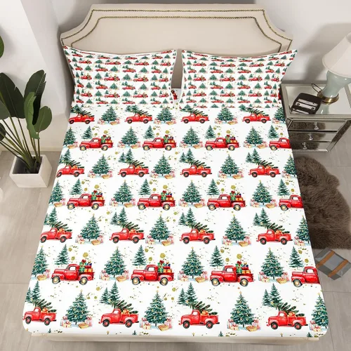 Miniatura 24 de Juego de sábanas con diseño de Papá Noel y muñeco de nieve para niños, niñas y niños, de temática navideña, juego de cama con diseño de árbol