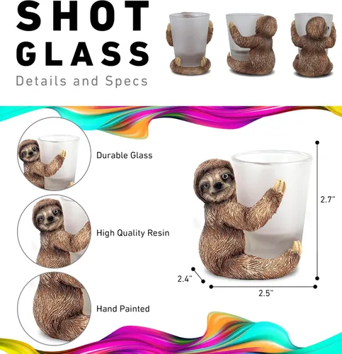 Miniatura 2 de CoTa Global Cool Sloth - Vaso de chupito – Novedoso accesorio de licor para el hogar y bar, divertido tirador de animales salvajes para bebidas