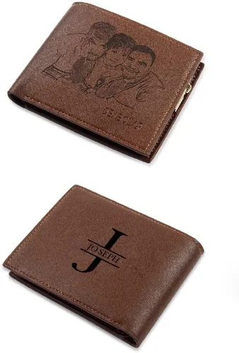 lagofit Regalos para papá, carteras personalizadas con fotos para hombres, con imagen grabada y nombre inicial para hombres, billetera plegable