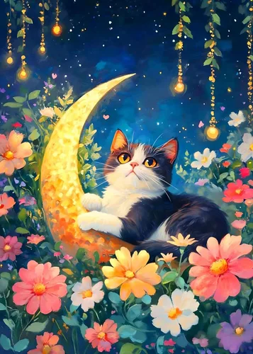 Miniatura 12 de Kits de Arte de Diamantes de Gato de SANYUN para Adultos, Kits de Pintura de Diamantes de Noche Estrellada, Pinturas de Animales con Diamantes