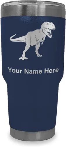 Miniatura 31 de LaserGram Vaso aislado al vacío de 20 onzas, dinosaurio Tiranosaurio Rex, grabado personalizado incluido (negro)