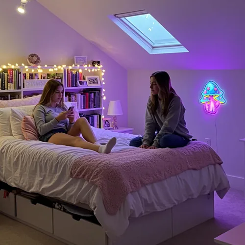 Miniatura 8 de Letrero de neón de hongo con interruptor regulable, luz de neón de hongo para decoración de pared, letrero de neón LED de hongo para dormitorio