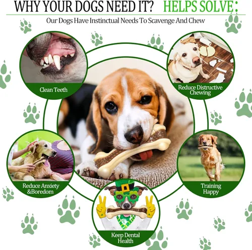 Miniatura 4 de Sosation Juguetes para perros con forma de huesos para masticadores agresivos, paquete de 2 juguetes para masticar para cachorros, de nailon, sabor