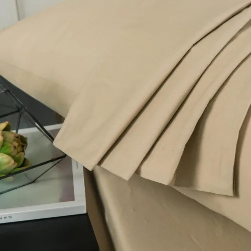 Miniatura 6 de DaDa Bedding - Sábana bajera ajustable de algodón suave con fundas de almohada (3 unidades), color beige