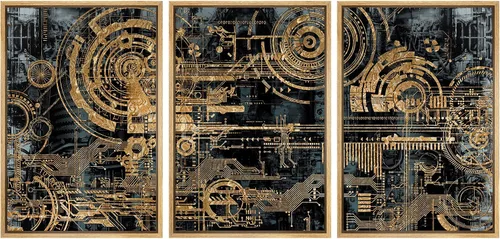 Miniatura 198 de wall26 Lienzo enmarcado para pared, juego de arte con trazos de pintura roja y naranja vibrante, paisaje, formas abstractas, ilustraciones, arte