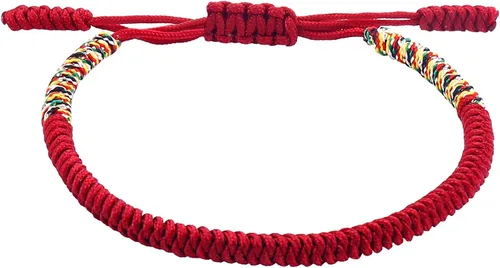 Miniatura 9 de Pulseras tibetanas hechas a mano con cuerda roja para él y ella, pulsera de la amistad, pulsera de la amistad, hilo negro y rojo para protección