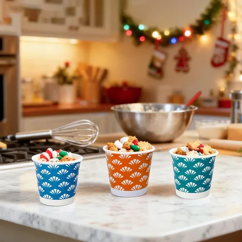 Miniatura 6 de JollyPack Paquete de 600 unidades de tazas de papel desechables para baño de 3 onzas, pequeñas tazas de enjuague bucal en naranja, azul y verde