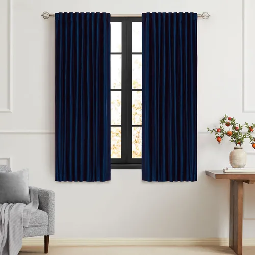 Miniatura 39 de PRIMROSE Cortinas de terciopelo champán de 63 pulgadas de largo para sala de estar, juego de 2 paneles opacos, bolsillo para barra, pestaña trasera