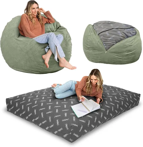 Miniatura 16 de CordaRoy's Puf de Chenilla - Silla Puf Convertible - Funda de Tela de Chenilla Lavable a Máquina - para Sótano, Sala de Estar, Sala de Juegos, Carbón