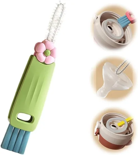 Miniatura 10 de Juego de cepillos de limpieza de tapa de taza 3 en 1, limpiador de hendiduras portátil multifuncional para biberones, espacios reducidos, limpiador