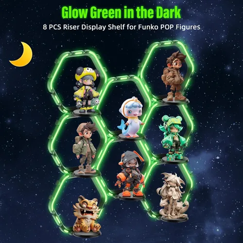 Miniatura 3 de 8 estantes elevadores para figuras Funko POP, estante que brilla en la oscuridad, soportes de exhibición de figuras coleccionables, configuraciones
