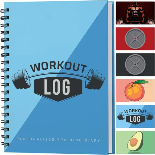 Miniatura 14 de Planificador de entrenamiento para seguimiento diario de fitness y establecimiento de objetivos, tamaño A5, 6 x 8 pulgadas, verde avo, cubierta más