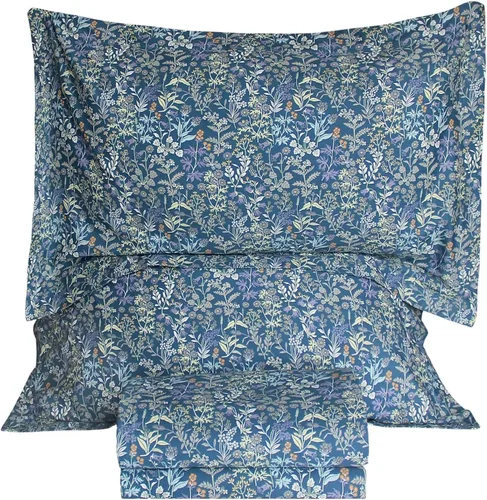 Miniatura 18 de Lady Ann Sábanas de cama tamaño Queen, juego de sábanas de algodón egipcio 100% con patrón estampado de flores Paisley, juego de ropa de cama de 4