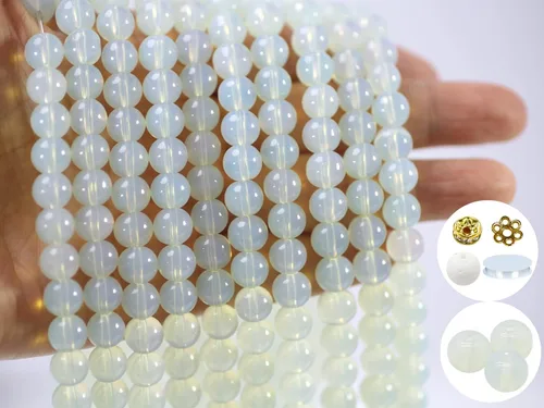 Miniatura 27 de 848 cuentas redondas de cristal agrietado – 0.236 pulgadas, 0.315 pulgadas, 0.394 pulgadas, 0.394 pulgadas, jade artificial para hacer joyas