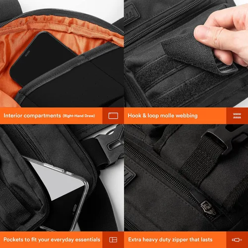 Miniatura 5 de Fitdom Paquete de Pecho Deportivo Utilitario Inspirado en Táctica. Bolsa de Pecho Para Hombres Con Soporte Para Teléfono Incorporado. Este Chaleco