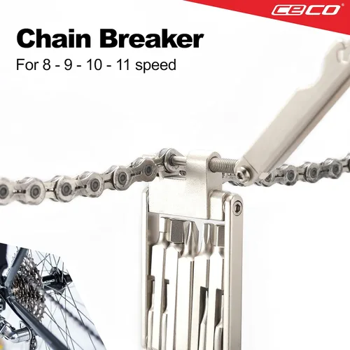 Miniatura 5 de CECO USA - Herramienta de bicicleta de 13 funciones con rompedor de cadena, multiherramienta para bicicleta, ultra delgada, tamaño de bolsillo