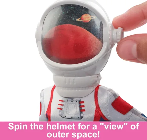 Miniatura 5 de Muñeca Barbie del 65º Aniversario y 10 Accesorios, Set de Astronauta con Muñeca Morena, Rover Rodante, Casco Espacial con Escudo Abatible y Más