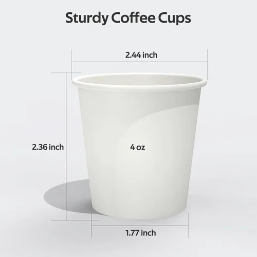 Miniatura 2 de Dealusy 100 unidades de tazas de café de 4 oz, tazas de papel seguras para alimentos sin fugas de 4 oz, tazas de papel desechables de 4 oz blancas