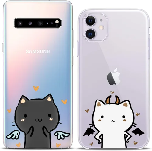 Miniatura 3 de Fundas a juego para parejas compatibles con iPhone 16 15 14 13 12 11 Pro Max Mini Xs X 6s 8 Plus 7+ Xr 10 SE 5 Girlfriend Cat Silicone Pair Cover
