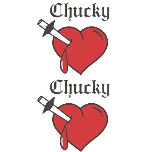 Tatuajes temporales de corazón de la novia de Chucky, 10 calcomanías de tatuajes de corazón Tiffany para mujeres, Halloween, fiesta, disfraz, cosplay