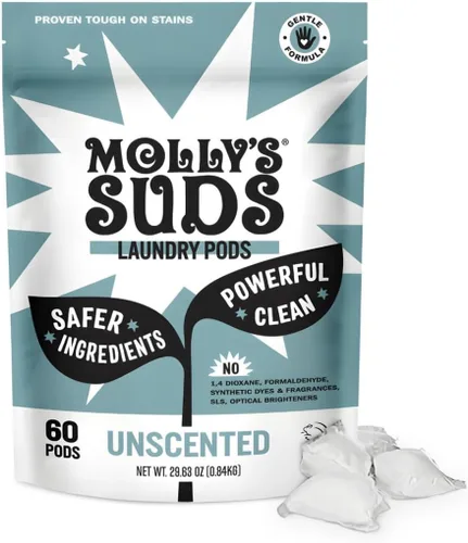 Miniatura 9 de Molly's Suds Cápsulas de detergente para ropa Detergente limpio para pieles sensibles Ultra concentrado y combate las manchas Menta - 60
