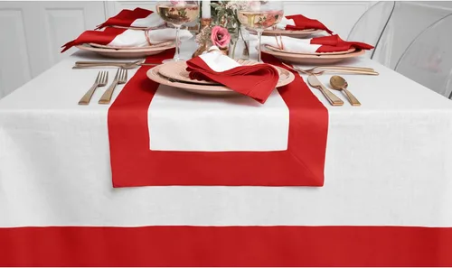 Miniatura 2 de Solino Home Camino de mesa de lino de 36 pulgadas, 100% lino puro, camino de mesa pequeño rojo y blanco, 14 x 36 pulgadas, ideal para tocador y 10
