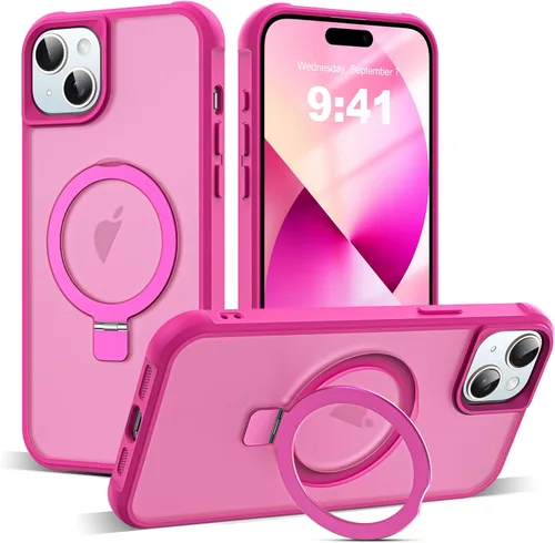 Miniatura 13 de SKYLMW – Funda compatible con iPhone 12 Pro Max y iPhone 13 Pro Max con soporte magnético invisible tipo anillo, fundas translúcidas para teléfonos