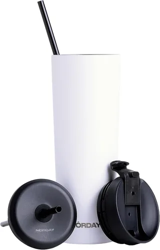 Miniatura 12 de NORDAY Vaso con tapa y popote – Bloom 30oz – Vaso aislado negro – Vaso de acero inoxidable – Taza de café de doble pared – Mantiene la temperatura