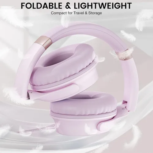 Miniatura 3 de Auriculares con cable USB C sobre la oreja con micrófono, control de volumen, puerto compartido y diadema ajustable, auriculares estéreo plegables