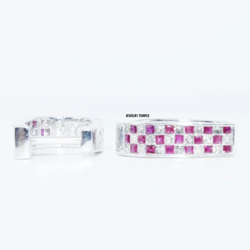 Miniatura 3 de Pendientes de plata de ley con diamantes y piedras preciosas para mujer Plata de ley Gema rubí diamante