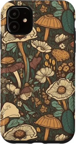 Funda con diseño de hongos Cottagecore para iPhone 11 Retro Vintage Flower Hippie