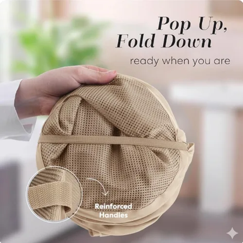 Miniatura 3 de Handy Laundry - Cesta de lavandería plegable de malla emergente con abertura ancha y bolsillo lateral - Diseño transpirable, resistente, plegable