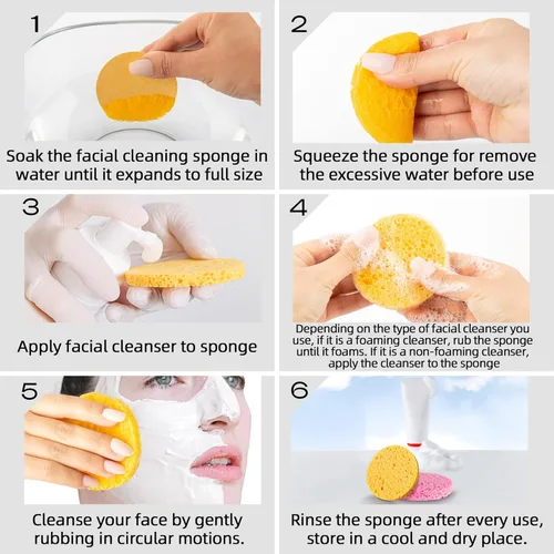 Miniatura 6 de 120 esponjas faciales comprimidas, 100 % natural, esponjas cosméticas de spa de celulosa para limpieza facial diaria, maquillaje y eliminación
