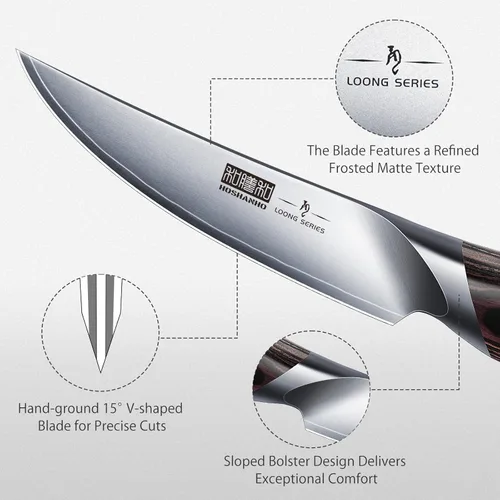 Miniatura 3 de HOSHANHO Steak Knives Set of 6, Ultra Sharp 4.5 Inch Professional Non Serrated Steak Knife Set, Japanese High Carbon Steel Kitchen Steak Knives with