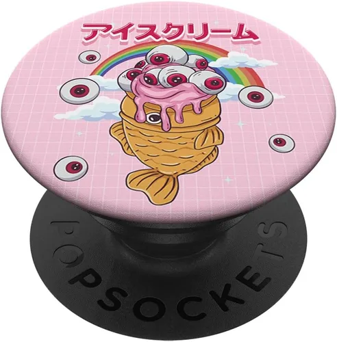 Weirdcore Kawaii Taiyaki - Cono de helado para los ojos, PopSockets intercambiables