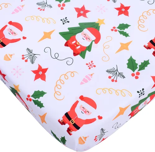 Sábana de cuna de Navidad, sábana para bebé ajustada y acogedora, transpirable, se adapta a cunas de tamaño estándar para bebé niña y niño, 52x28