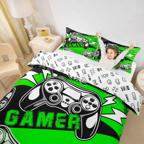 Miniatura 2 de Erosebridal Juego de funda de edredón para niños, niñas, niños y adolescentes, juego de ropa de cama de videojuegos, tamaño individual, funda