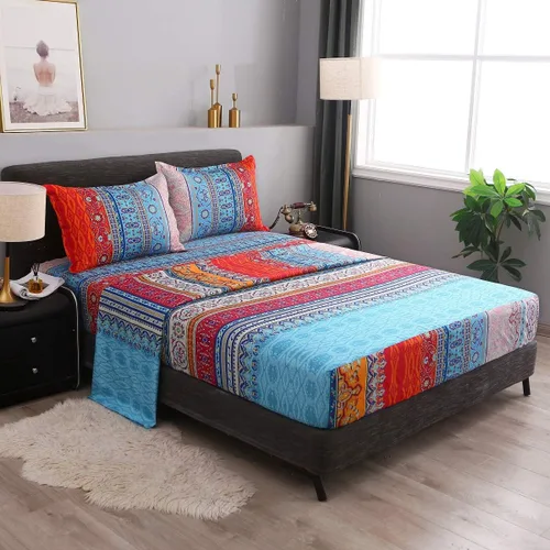 Pangzi Juego de sábanas retro bohemias, 1 sábana bajera, 1 encimera, 1 funda de almohada, 3 piezas (individual, A)
