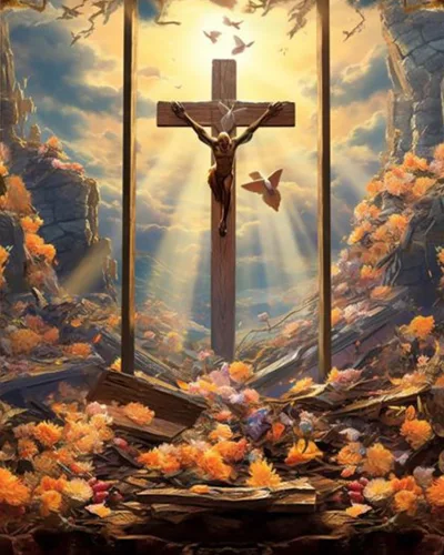 Pintura de bricolaje por números para adultos con cruz de Jesús, pintura al óleo digital para bricolaje, pintura acrílica, arte de pared de Dios