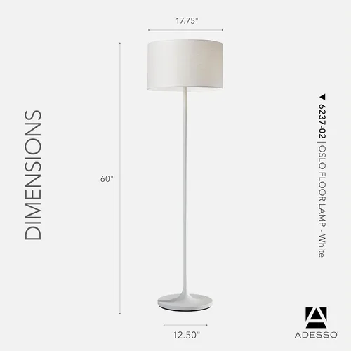 Miniatura 6 de Adesso 6237-02 Lámpara de pie Oslo - Equipo de iluminación resistente a la corrosión, a prueba de arañazos, con acabado blanco mate y cuerpo
