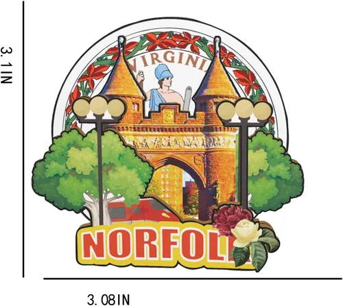 Miniatura 3 de Norfolk Virginia USA - Imán de madera para nevera, monumentos en 3D, recuerdos coleccionables, decoración hecha a mano, 1641