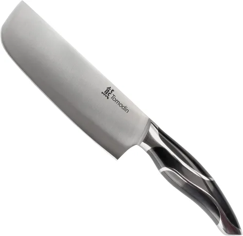 Miniatura 13 de BambooMN Cuchilla china - 8.5" hoja lisa mango plateado - 1 cuchillo Cuchilla lisa mango plateado