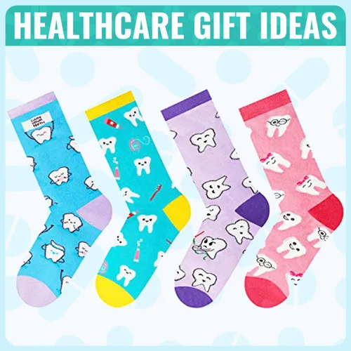 Miniatura 4 de HAPPYPOP Regalos para enfermeras, asistentes dentales, regalos para dentistas para mujeres, regalos de dientes, calcetines de enfermera, calcetines