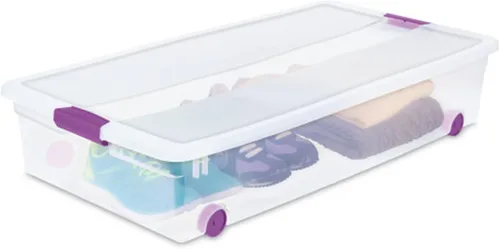 Miniatura 7 de Sterilite ClearView - Paquete de 4 cajas de cierre ClearView de 60 cuartos de galón, contenedores organizadores con ruedas con tapas de pestillo