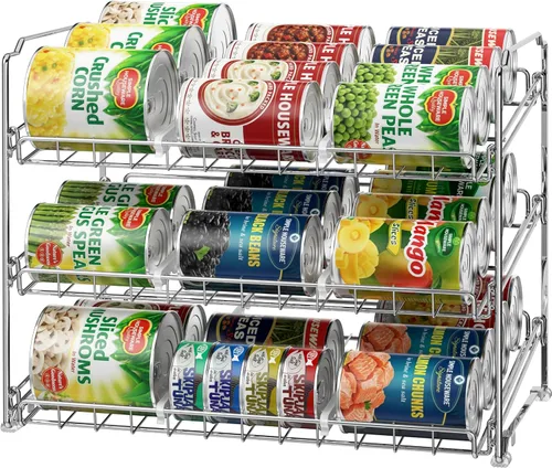 Miniatura 11 de Simple Houseware Estante Organizador de Latas Apilable para Despensa/Gabinete – 11.5 pulgadas de profundidad x 17 pulgadas de ancho x 13.75 pulgadas