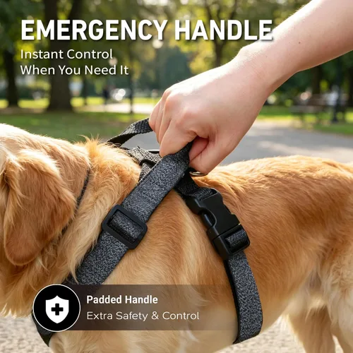 Miniatura 6 de Galaxy - Arnés reflectante para perro, ajuste ajustable de 4 puntos, hebillas antipellizcos, control de clip trasero y asa de emergencia, forro